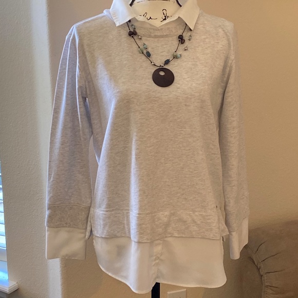Calvin Klein Sweatshirt with Chiffon Accent, Small - Picture 1 of 7
